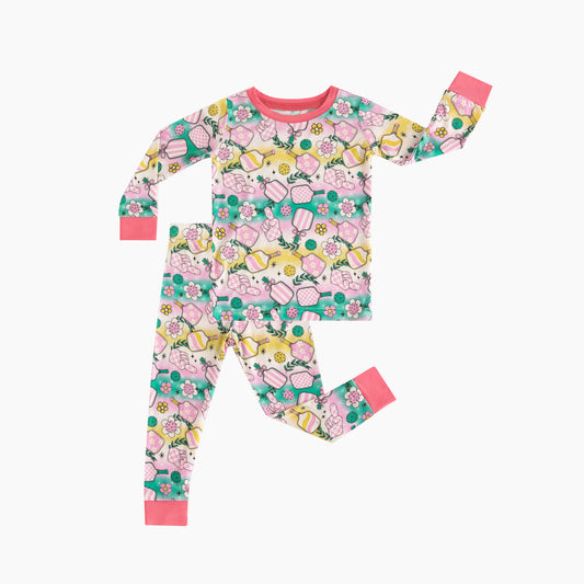 Rainbow Flower Kids Bamboo Two-Piece Pajama Set