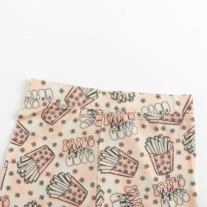 Beige French Fries & Stars Kids Two-Piece Pajama Set