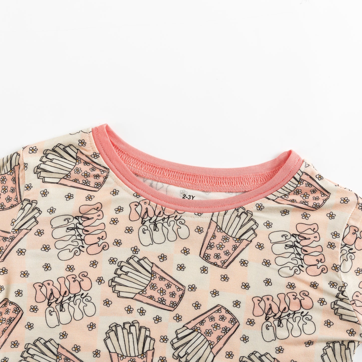 Beige French Fries & Stars Kids Two-Piece Pajama Set