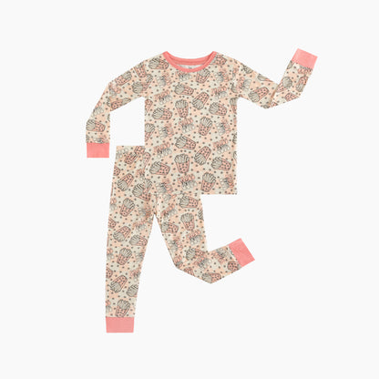 Beige French Fries & Stars Kids Two-Piece Pajama Set