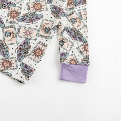 Beige & Lavender Lucky Symbols Bamboo Two-Piece Pajama Set