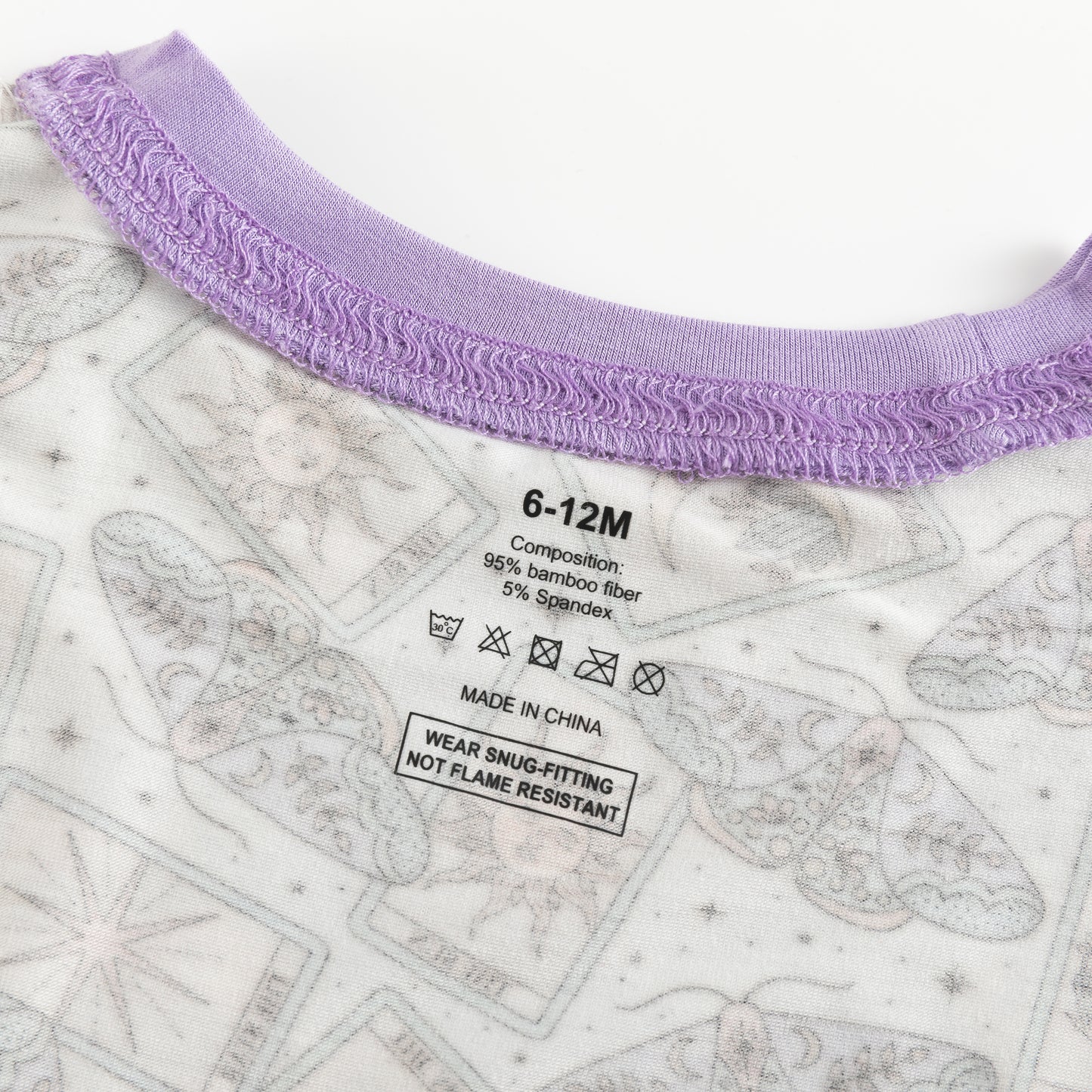 Beige & Lavender Lucky Symbols Bamboo Two-Piece Pajama Set