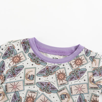 Beige & Lavender Lucky Symbols Bamboo Two-Piece Pajama Set