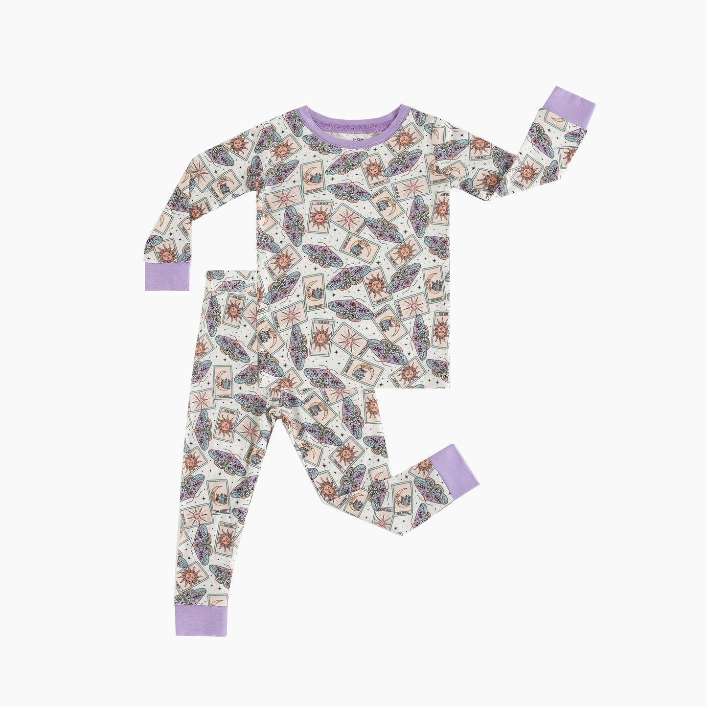 Beige & Lavender Lucky Symbols Bamboo Two-Piece Pajama Set