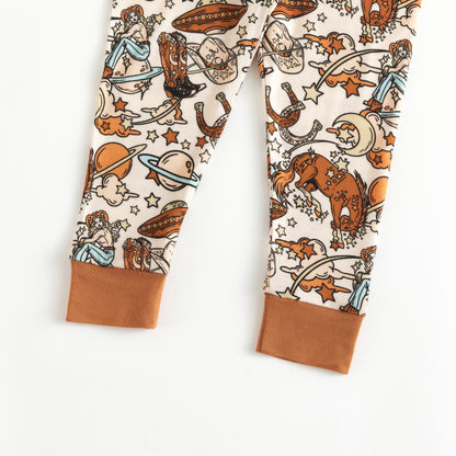 Brown Bull Head Print Kids Bamboo Two-Piece Pajama Set