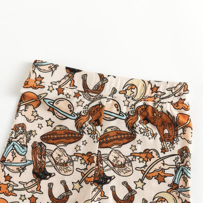 Brown Bull Head Print Kids Bamboo Two-Piece Pajama Set