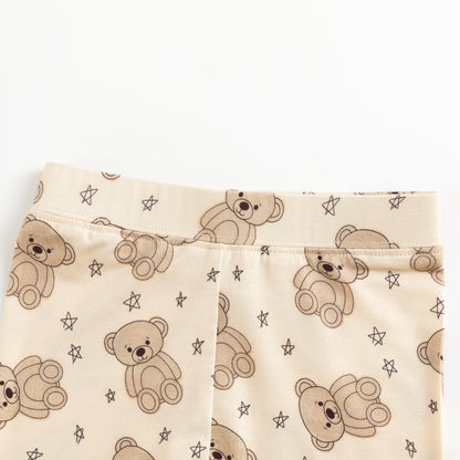 Adorable Bear Print Kids Bamboo Two-Piece Pajama Set
