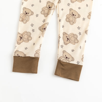 Adorable Bear Print Kids Bamboo Two-Piece Pajama Set