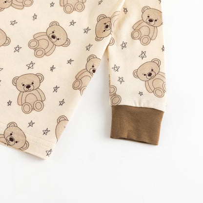 Adorable Bear Print Kids Bamboo Two-Piece Pajama Set