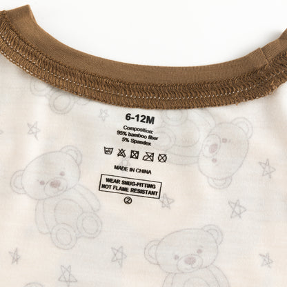 Adorable Bear Print Kids Bamboo Two-Piece Pajama Set