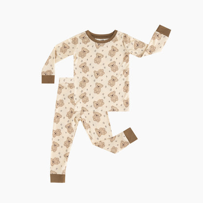Adorable Bear Print Kids Bamboo Two-Piece Pajama Set