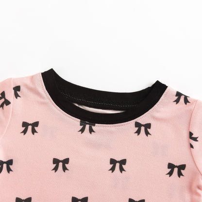 Kids Bamboo Two-Piece Pajama Set Pretty Pink Bow