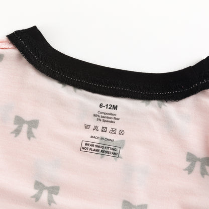 Kids Bamboo Two-Piece Pajama Set Pretty Pink Bow