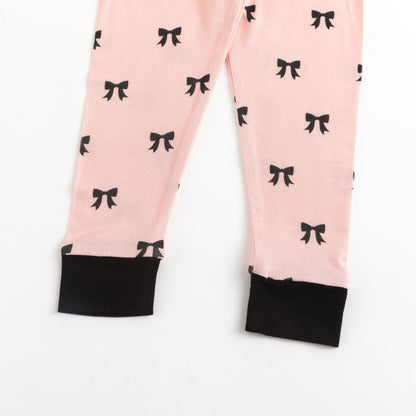 Kids Bamboo Two-Piece Pajama Set Pretty Pink Bow