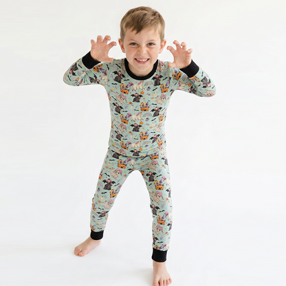 Ensemble de pyjama à manches longues à manches longues en bambou à imprimé de football