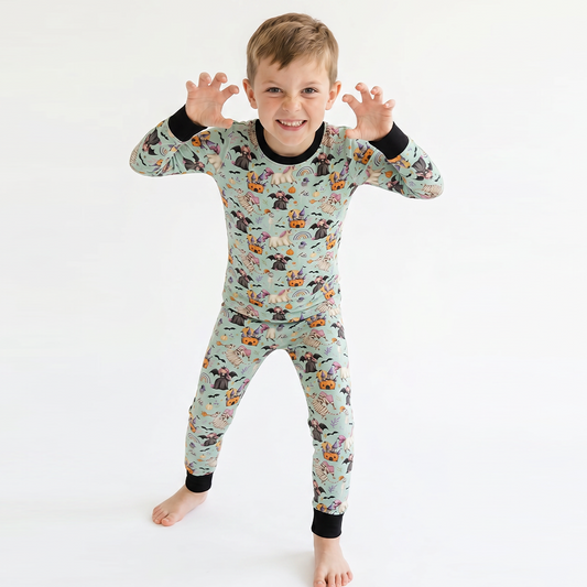 Ensemble de pyjama à manches longues à manches longues en bambou à imprimé de football