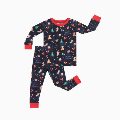Christmas Holiday Bear Kids Bamboo Two-Piece Pajama Set