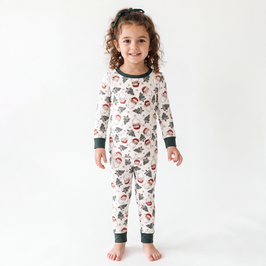 Santa Claus Christmas Tree Bamboo Long Sleeve Pajama Set