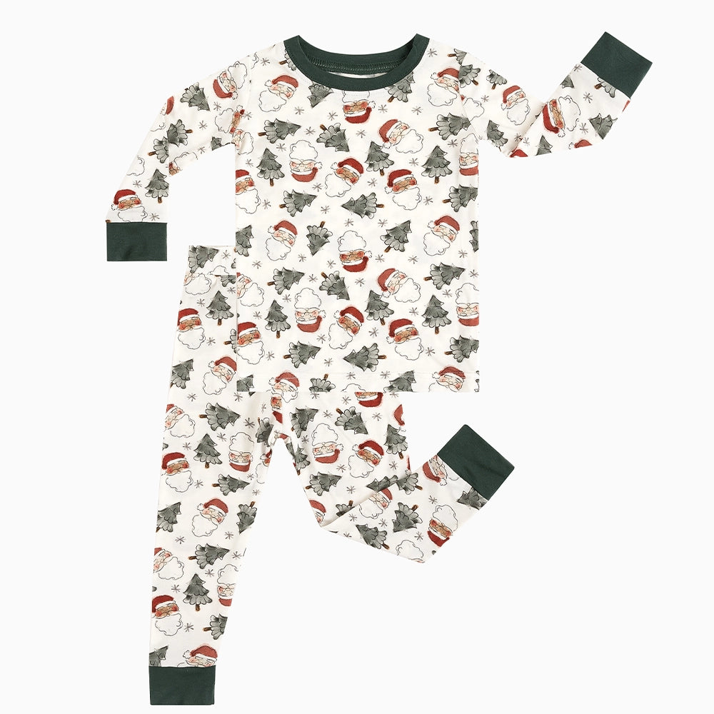 Santa Claus Christmas Tree Bamboo Long Sleeve Pajama Set