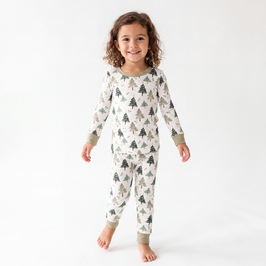 Christmas Tree Green Bamboo Long Sleeve Pajama Set