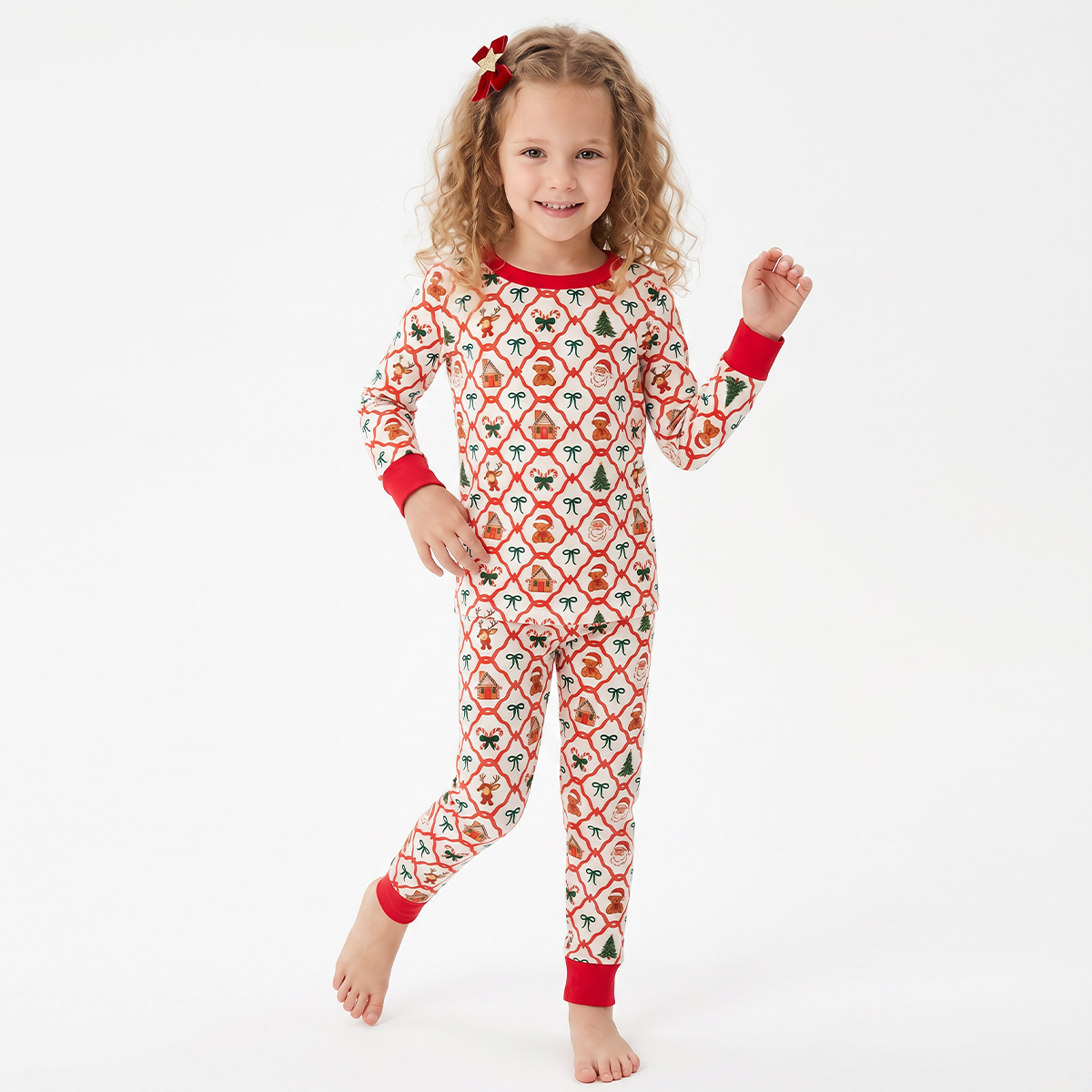 Ensemble de pyjama à manches longues à manches longues en bambou à imprimé de football