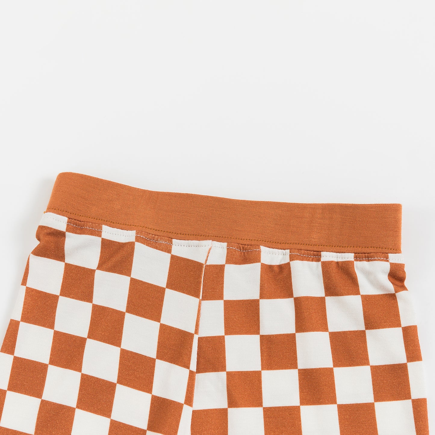 Kids Bamboo Two-Piece Pajama Set Orange Checkerboard