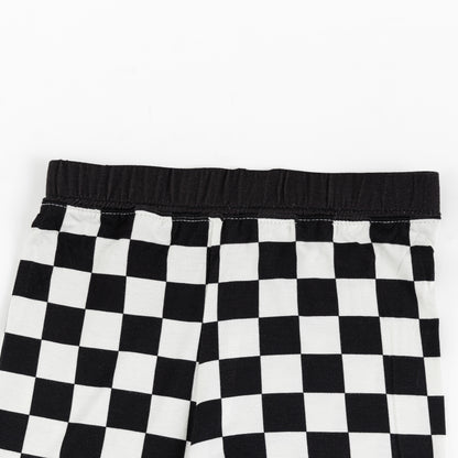 Black and White Checkerboard Kids Bamboo Two-Piece Pajama Set