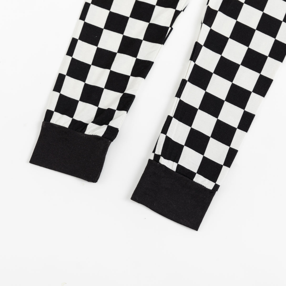 Black and White Checkerboard Kids Bamboo Two-Piece Pajama Set