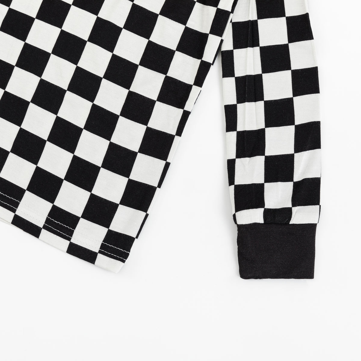 Black and White Checkerboard Kids Bamboo Two-Piece Pajama Set