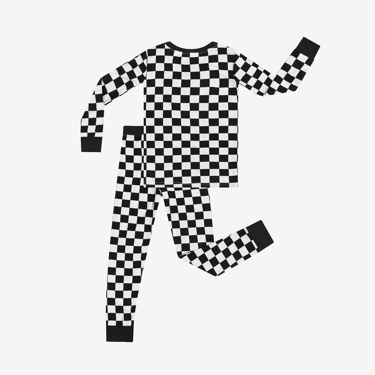 Black and White Checkerboard Kids Bamboo Two-Piece Pajama Set