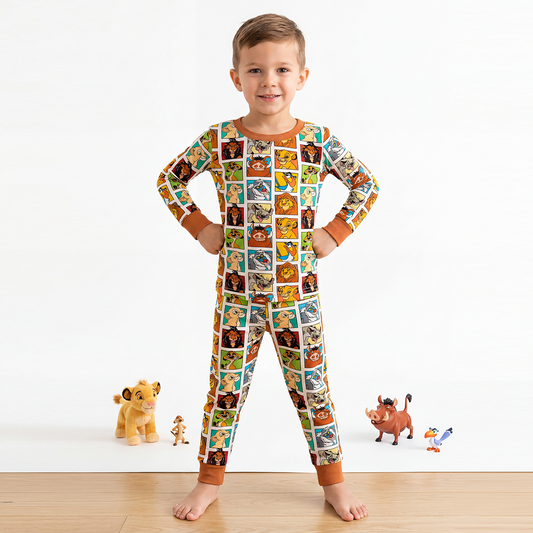 King Lion Brown Kids Bamboo Two-Piece Pajama Set