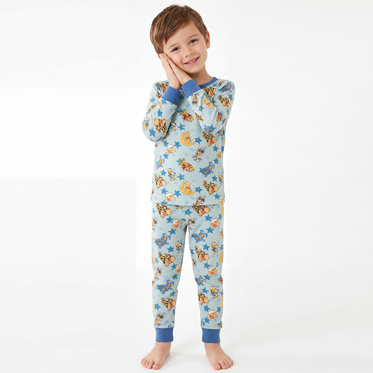 Ensemble de pyjama à manches longues à manches longues en bambou à imprimé de football