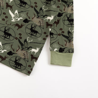 Christmas Hunting Animal Kids Bamboo Two-Piece Pajama Set