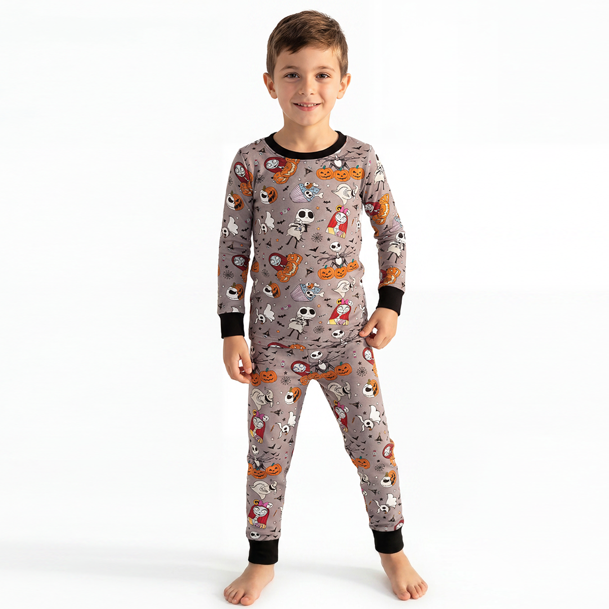 Ensemble de pyjama à manches longues à manches longues en bambou à imprimé de football