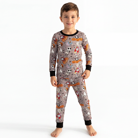 Ensemble de pyjama à manches longues à manches longues en bambou à imprimé de football