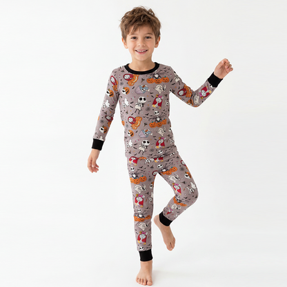 Ensemble de pyjama à manches longues à manches longues en bambou à imprimé de football