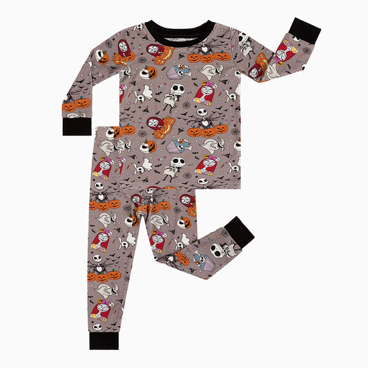 Halloween Skeleton King Pumpkin Bamboo Long Sleeve Pajama Set