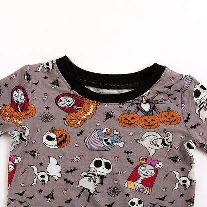 Halloween Skeleton King Pumpkin Bamboo Long Sleeve Pajama Set