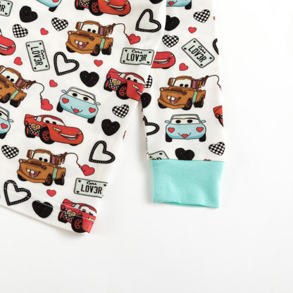 Kids Bamboo Two-Piece Pajama Set Cartoon Cars
