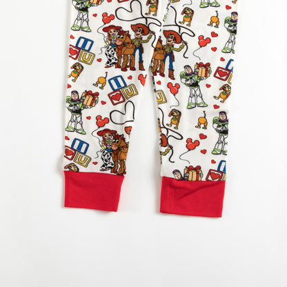 Kids Bamboo Two-Piece Pajama Set Red Buzz Lightyear and Heart Gift