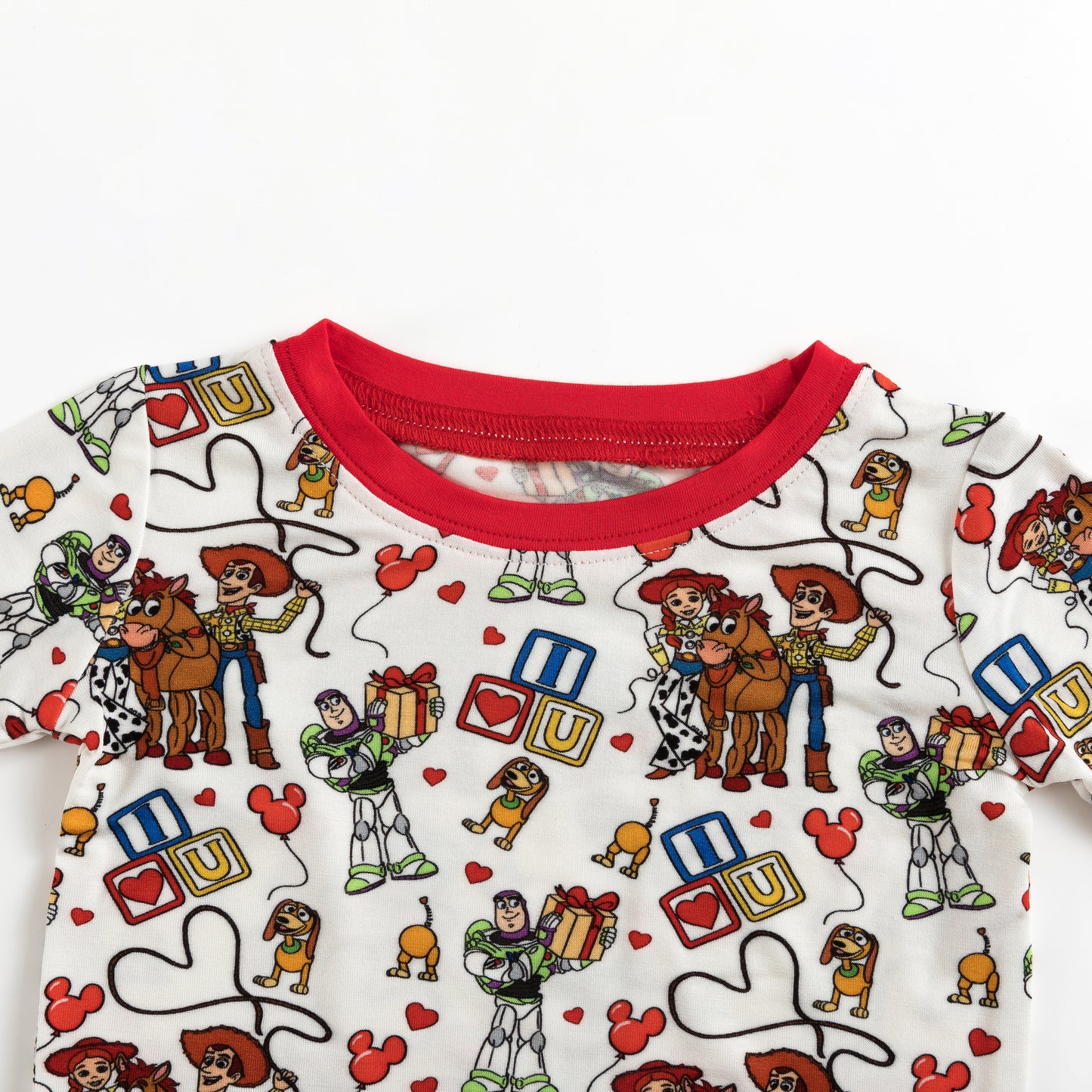 Kids Bamboo Two-Piece Pajama Set Red Buzz Lightyear and Heart Gift