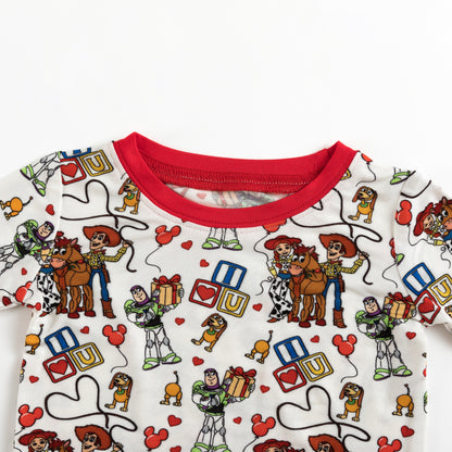 Kids Bamboo Two-Piece Pajama Set Red Buzz Lightyear and Heart Gift