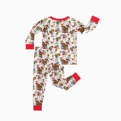 Kids Bamboo Two-Piece Pajama Set Red Buzz Lightyear and Heart Gift