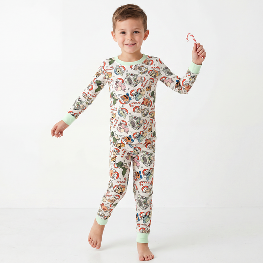 Christmas Candy Cane Toy Kids Bamboo Two-Piece Pajama Set