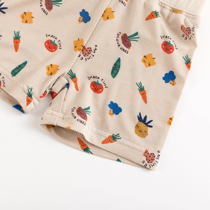 Cartoon Vegetables Bamboo Shorts Kids Pajama Sets