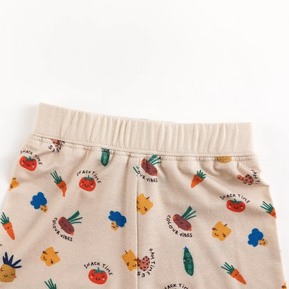 Cartoon Vegetables Bamboo Shorts Kids Pajama Sets