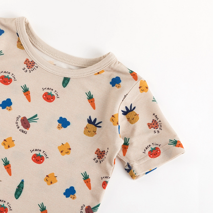 Cartoon Vegetables Bamboo Shorts Kids Pajama Sets