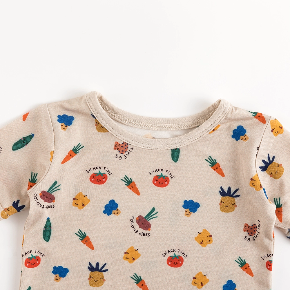 Cartoon Vegetables Bamboo Shorts Kids Pajama Sets