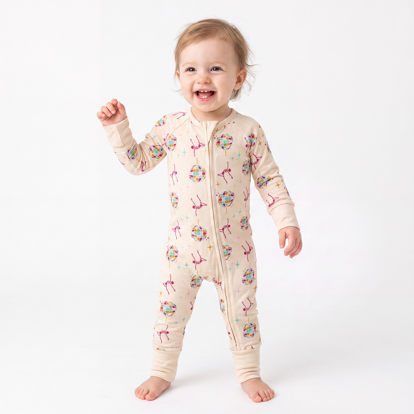 Skeleton Dancing Print Bamboo Zipper Sleeper