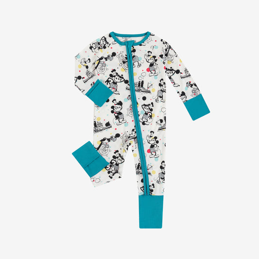 Vintage Steamboat Mouse Bamboo Zipper Romper Pajamas